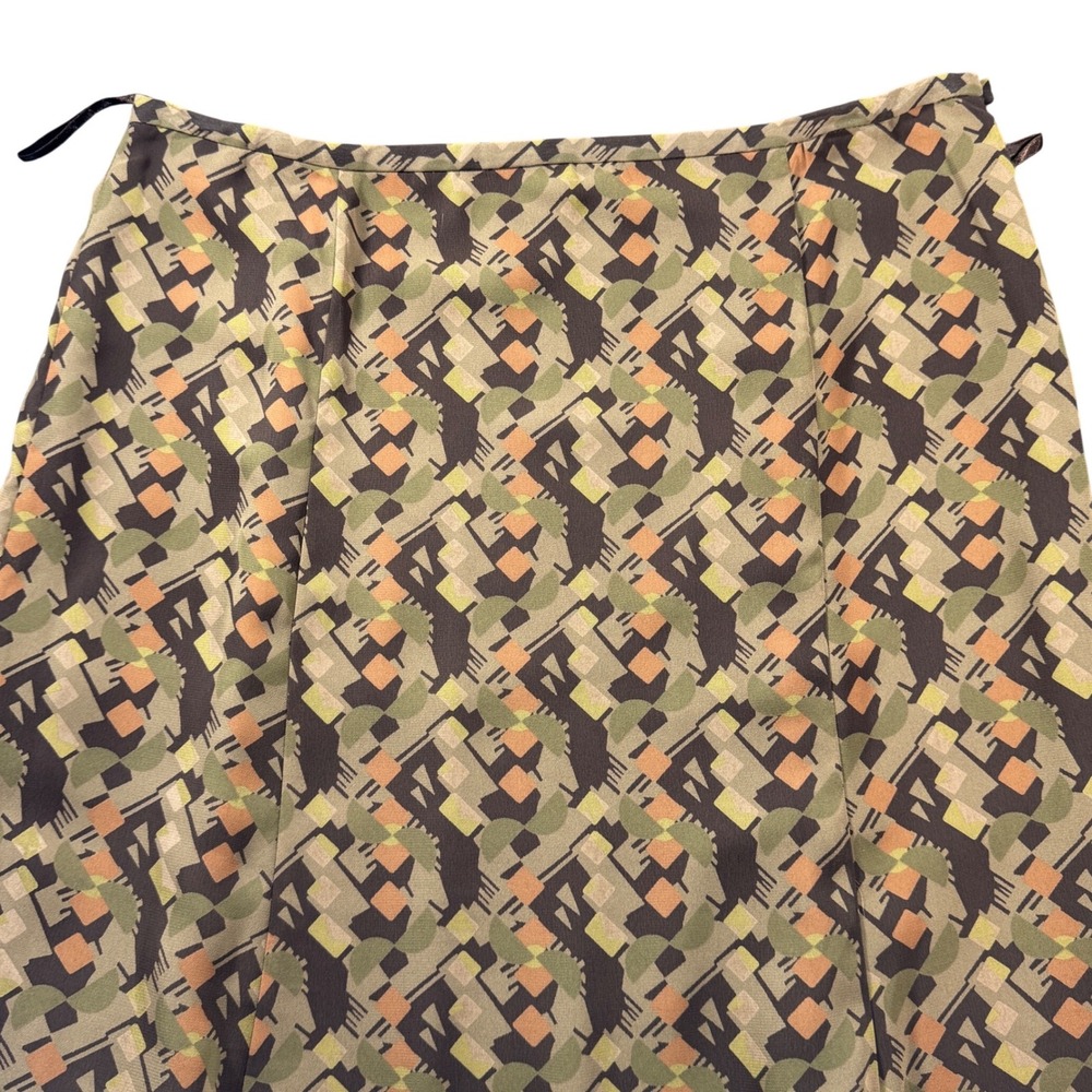 Y2K Vintage Jones Wear 14 2-Piece Skirt Set Geometric Abstract Brown Olive Maxi - Picture 8 of 8